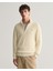 Erkek Krem Regular Fit Yarım Fermuarlı Logolu Kazak 8030199.130 1