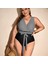 Tek Parça Mayo Siyah Çizgili Artı Boyutlu Mayo Bikini (Yurt Dışından) 2