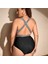 Tek Parça Mayo Siyah Çizgili Artı Boyutlu Mayo Bikini (Yurt Dışından) 3