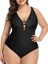 Plus Size Tek Parçalı Mayo V Yaka Mayo (Yurt Dışından) 1