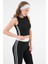 Siyah Şerit Detaylı Bisiklet Yaka Crop Bluz - Beli Lastikli Pantolon Fitilli Örme Takım 3