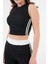 Siyah Şerit Detaylı Bisiklet Yaka Crop Bluz - Beli Lastikli Pantolon Fitilli Örme Takım 4