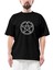 Baphomet Pentagram Oversize Siyah Tişört 1