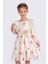 Dantel Detaylı Çiçekli Uzun Kollu Kız Çocuk Elbise - Pembe 1