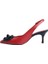 Hakiki Deri Kırmızı-Sıyah Ayakkabı Stiletto 9841 92 V1 2