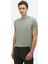 Haki Düz Bisiklet Yaka T-Shirt 1