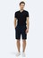 Lacivert Düz Dokuma Slim Fit Casual Pamuk Karışımlı Bermuda 1
