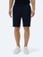 Lacivert Düz Dokuma Slim Fit Casual Pamuk Karışımlı Bermuda 2
