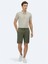 Haki Düz Dokuma Slim Fit Casual Pamuk Karışımlı Bermuda 1