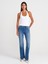 71971 Kalın Kemerli Bootcut Denim Pantolon-Mavi 1