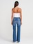 71971 Kalın Kemerli Bootcut Denim Pantolon-Mavi 2
