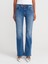 71971 Kalın Kemerli Bootcut Denim Pantolon-Mavi 4
