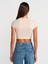 31810 Bisiklet Yaka Crop T-Shirt-Bej 2