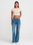 31810 Bisiklet Yaka Crop T-Shirt-Bej 4