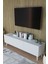 Modern Beyaz 3 Kapaklı Tv Ünitesi 140 Cm Geniş Depolama Alanı, Salon, Fonksiyonel Tv Sehpası 3