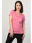 V Yaka Kısa Kollu Kadın Tişört - Pembe Pembe - 40 1