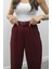Bordo Heche Pileli Kemerli Pantolon 4