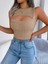 Kadın Askılı Bisiklet Yaka Güpüs Dekolteli Triko Crop Bluz 4