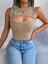 Kadın Askılı Bisiklet Yaka Güpüs Dekolteli Triko Crop Bluz 5