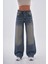 Kadın Vintage Efektli Straight Fit Baggy Jean 1