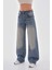 Kadın Vintage Efektli Straight Fit Baggy Jean 2