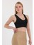 Kadın Siyah V Yaka Crop Top BLZ-00262 3