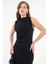 Siyah Bodycon Yarım Balıkçı Yaka Büzgülü Yırtmaçlı Sandy Elbise 5