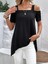 Kadın Kısa Kollu Omuzlardan Açık Askılı Asimetrik Kesim Viskon Bluz 1