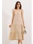 2403 Askılı Midi Elbise - Krem 1