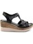Siyah Leather Kadın Sandalet K05552600003 1