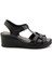 Siyah Leather Kadın Sandalet K05552000503 1