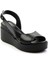 Siyah Leather Kadın Sandalet K05359032503 2