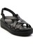 Siyah Leather Kadın Sandalet K05552000803 2
