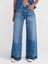 71975 Yanı Parçalı Geniş Denim Pantolon-Mavi 4