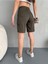 Kadın Kargo Cepli Yüksek Bel Likralı Bermuda Şort 4