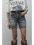 Gri Yıkamalı Fit Denim Şort 5