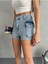 Kadın Yüksek Bel Kargo Cepli Mini Denim Şort & Bermuda 1