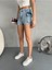 Kadın Yüksek Bel Kargo Cepli Mini Denim Şort & Bermuda 2