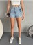 Kadın Yüksek Bel Kargo Cepli Mini Denim Şort & Bermuda 3