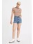 % 100 Pamuk Relaxed Fit Yüksek Bel Denim Short Bayan Short A1965 1