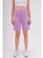 Kadın Kargo Cepli Yüksek Bel Likralı Bermuda Şort 2