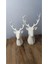 2 Li Set Geyik Figürlü Modern Dekoratif Hediyelik Biblo Kemik Beyazı 22CM/19CM 1