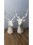 2 Li Set Geyik Figürlü Modern Dekoratif Hediyelik Biblo Kemik Beyazı 22CM/19CM 2