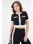 Siyah Şerit Detaylı Çıtçıtlı Crop Bluz - Beli Lastikli Pantolon Fitilli Örme Takım 5