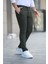 Erkek Koyu Haki Slim Fit Kaliteli Esnek Likralı Bilek Boy Kumaş Pantolon 1