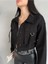 Kadın Kargo Cep Detaylı Oversize Crop Denim Ceket 2