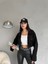 Kadın Kargo Cep Detaylı Oversize Crop Denim Ceket 3