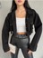 Kadın Kargo Cep Detaylı Oversize Crop Denim Ceket 1