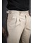 Slimfit Çift Pileli Kemer Tokalı Yazlık Kumaş Pantolon 5