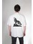 Türk Bozkurt Kurt Baskılı Bisiklet Yaka Oversize Çift Taraflı Beyaz Tişört T-Shirt 1